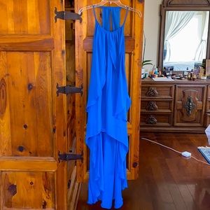Floaty sapphire blue evening dress